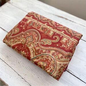 Pottery Barn PAISLEY Duvet Cover QUEEN Medallion Floral Red Green Maroon FALL